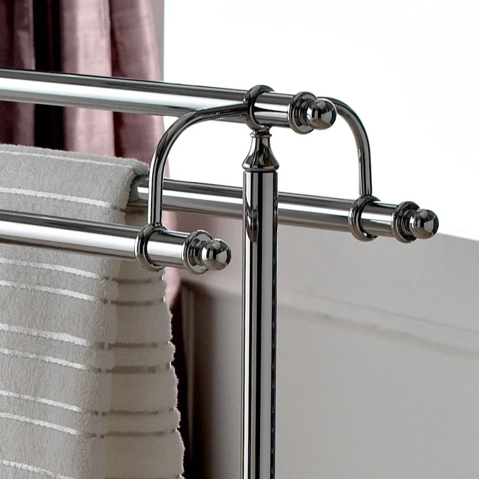 Brass Floor Towel Holder Vintage Style Made in Italy - Umaima Viadurini