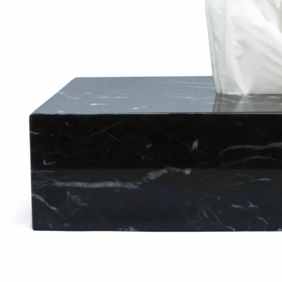 Handkerchief Holder in Black Marquinia Marble Italian Rectangular Design - Rafa Viadurini
