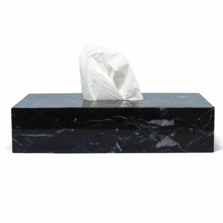 Handkerchief Holder in Black Marquinia Marble Italian Rectangular Design - Rafa Viadurini