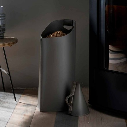 Pellet holder with internal sessir in black leather of Sapir design Viadurini