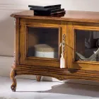 Classic Style Wooden TV Stand with Glass Doors Made in Italy - Richard Viadurini