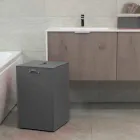 Leather laundry basket with square base David, made in Italy Viadurini