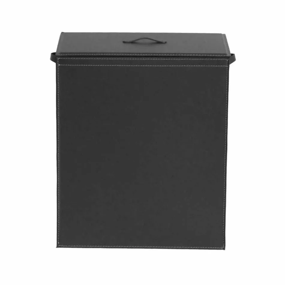 Leather laundry basket with a rectangular design base Peter Viadurini