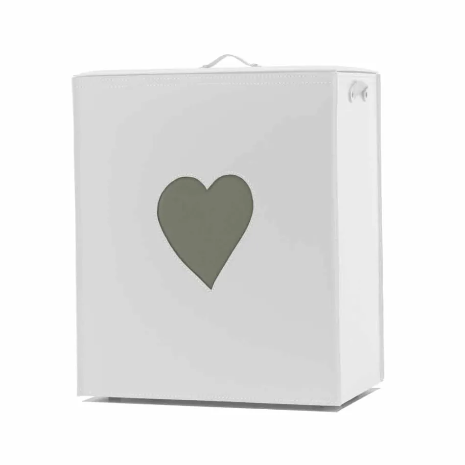 Contemporary leather laundry basket made in Italy Adele, heart insert Viadurini