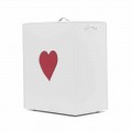 Contemporary leather laundry basket made in Italy Adele, heart insert