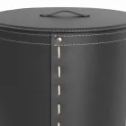 Oval laundry basket in Riky regenerated leather made in Italy Viadurini