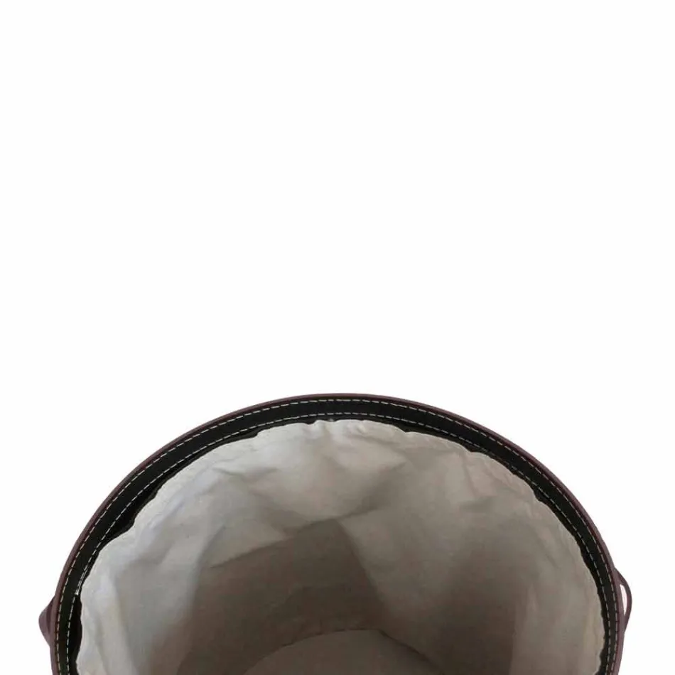 Oval laundry basket in Riky regenerated leather made in Italy Viadurini