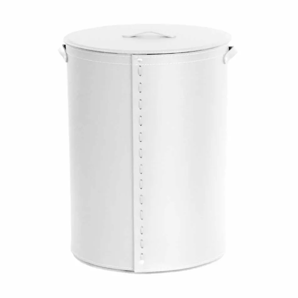 Oval laundry basket in Riky regenerated leather made in Italy Viadurini