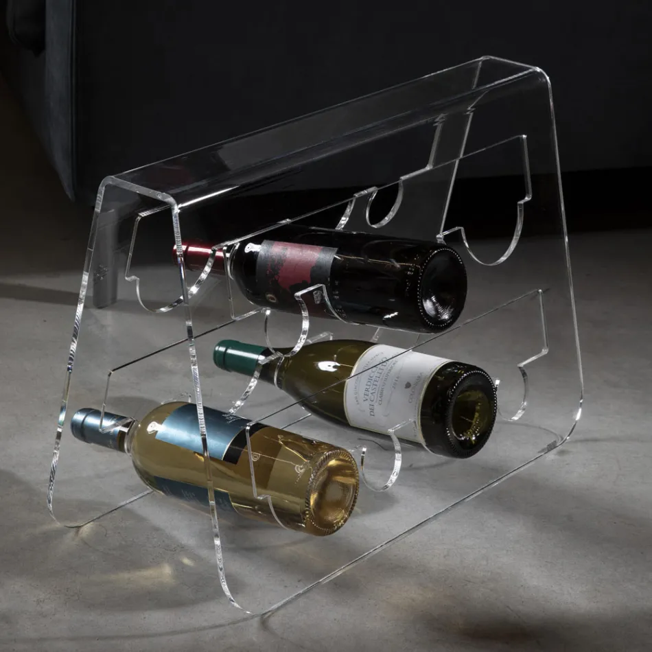 Floor Wine Bottle Holder in Transparent Acrylic Crystal - Dappino Viadurini