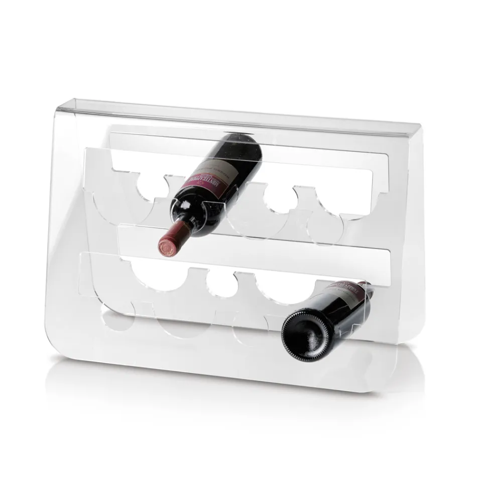 Floor Wine Bottle Holder in Transparent Acrylic Crystal - Dappino Viadurini