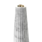 Design Candle Holder in Striped White Carrara Marble and Brass - Amenia Viadurini