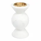 Design Candle Holder in Brass and White Carrara Marble Made in Italy - Bevis Viadurini