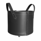 Cylindrical log holder in regenerated leather with Tonda Firestyle wheels Viadurini