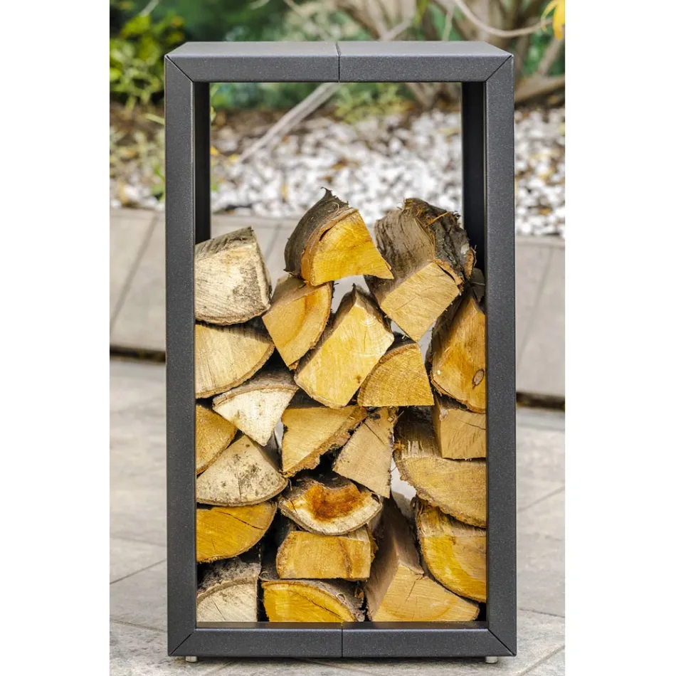 Outdoor or Indoor Firewood Holder, Black or Corten 45x45xH70 cm – Riviera Viadurini