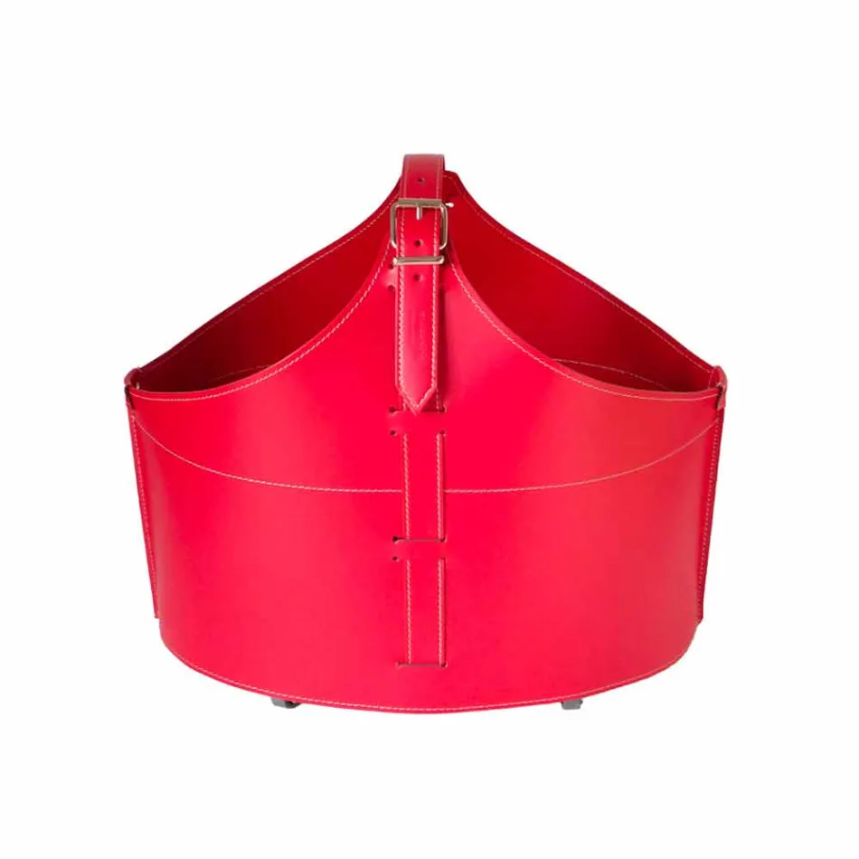 Indoor firewood holder with wheels in Fabia modern regenerated leather Viadurini