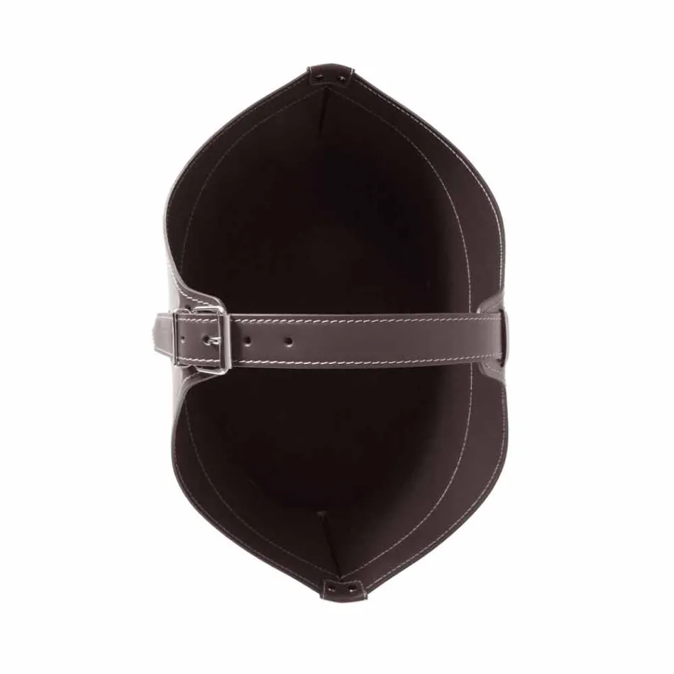 Indoor firewood holder with wheels in Fabia modern regenerated leather Viadurini