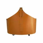 Indoor firewood holder with wheels in Fabia modern regenerated leather Viadurini