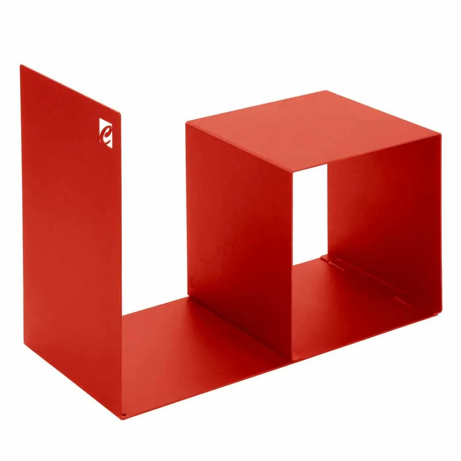 Indoor Wood Holder in Colored Steel with Coffee Table Made in Italy - Cecio Viadurini