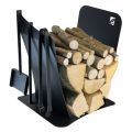 Indoor Firewood Holder in Steel with 3 Accessories Made in Italy - Nelumbo
