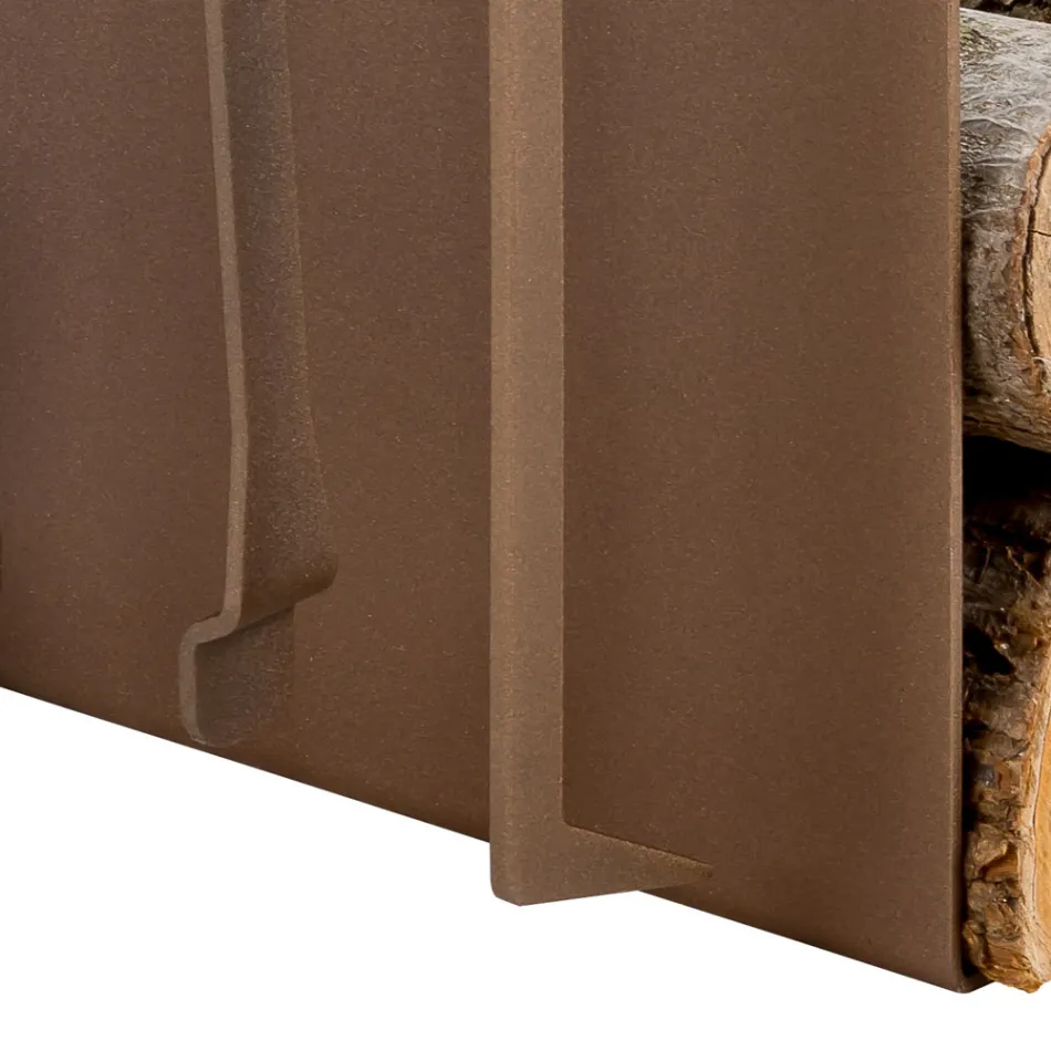 Indoor Firewood Holder in Brown Steel Made in Italy with Tools - Volturno Viadurini
