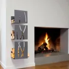 Modern Design Wall Firewood Holder in Black Steel 3 Pieces - Garigliano Viadurini