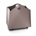 Design firewood holder in anthracite leather with WoodBag wheels