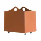Log holder in regenerated leather with WoodBag wheels made in Italy Viadurini
