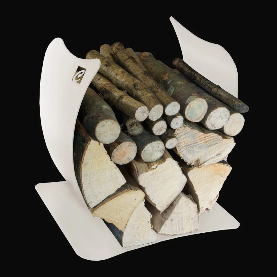 Internal Firewood Holder in Painted Steel Made in Italy - Leopoldo Viadurini