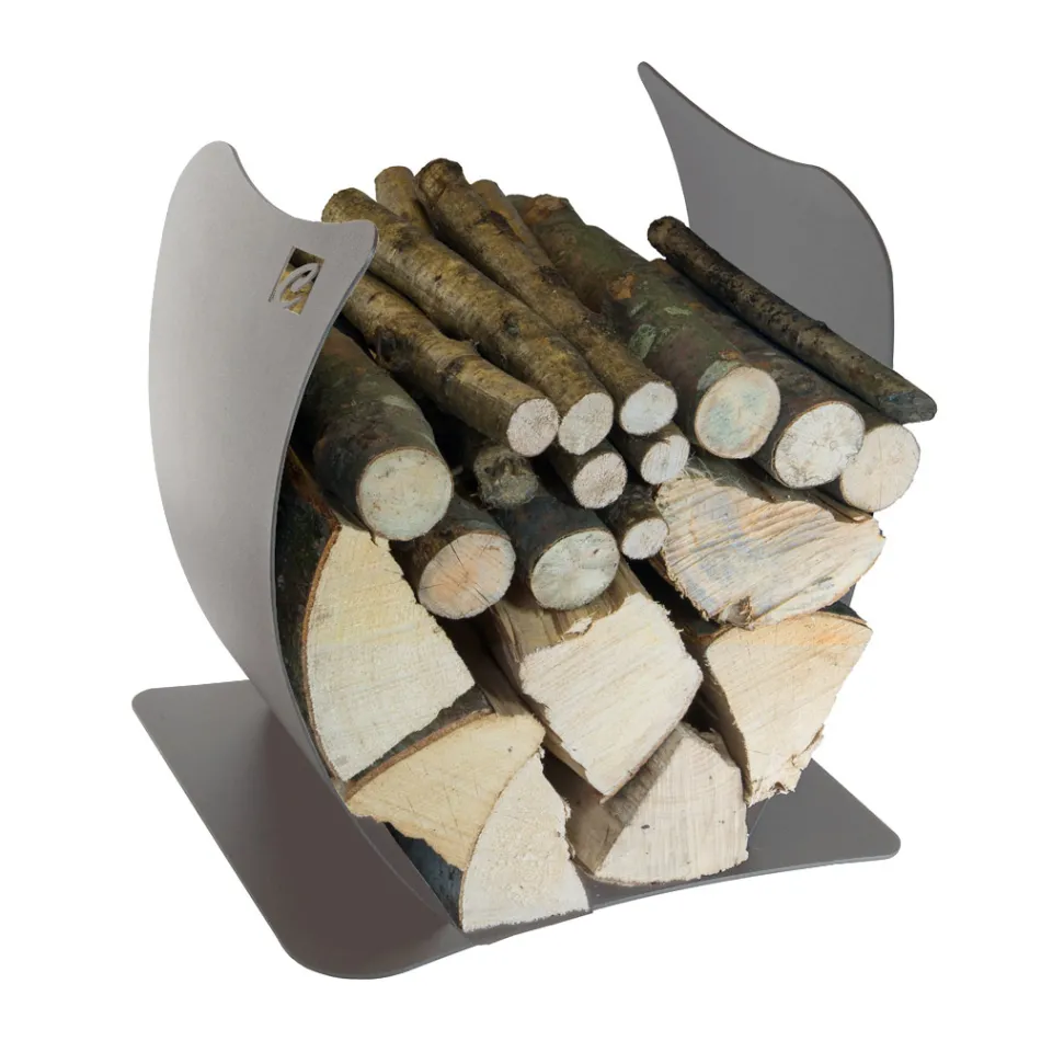 Internal Firewood Holder in Painted Steel Made in Italy - Leopoldo Viadurini