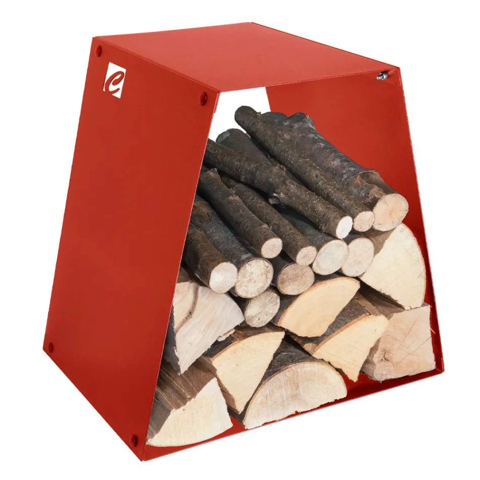 Modern Floor Log Holder in Painted Steel Made in Italy - Demetra Viadurini