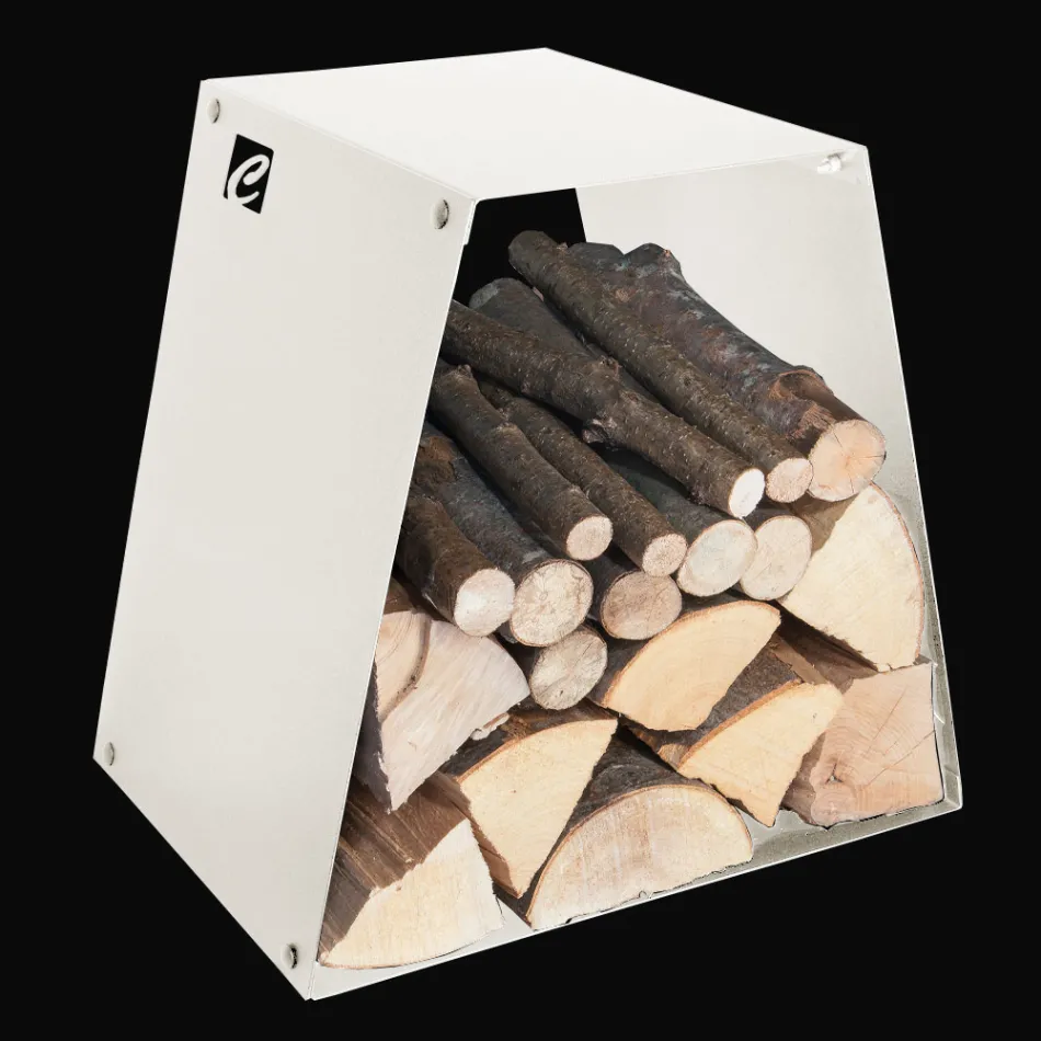 Modern Floor Log Holder in Painted Steel Made in Italy - Demetra Viadurini