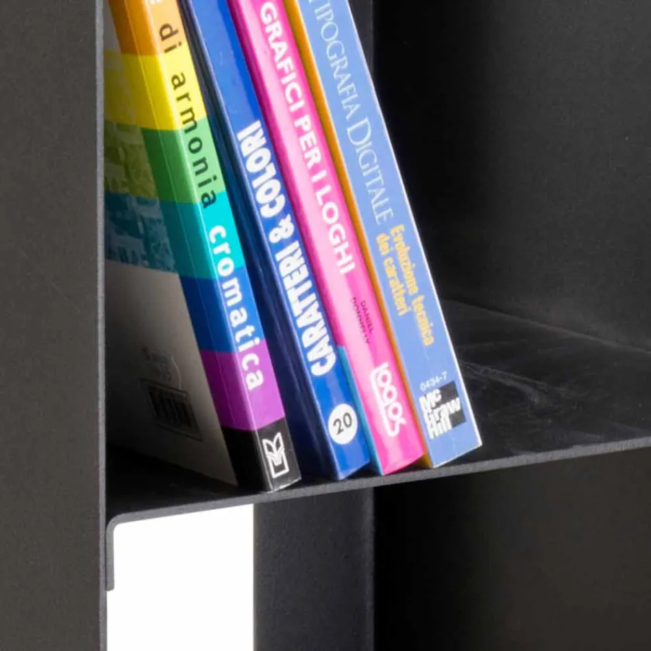 Black Modern Indoor Wood Log Holder with Shelves Made in Italy - Cauro1 Viadurini