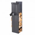 Design Firewood Holder with 4 Interior Tools Made in Italy - Janet