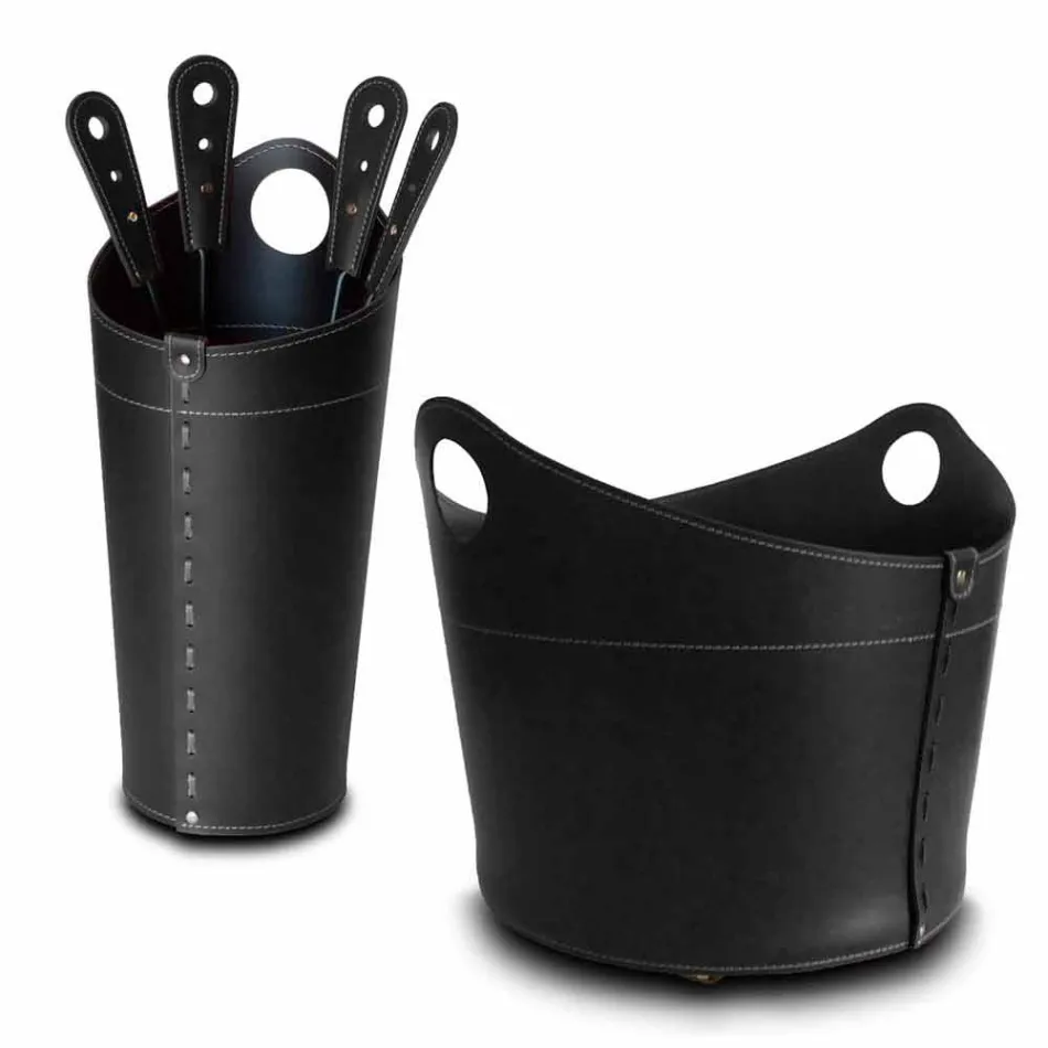 Firewood holder, iron holder and irons for Nicad leather, made in Italy Viadurini