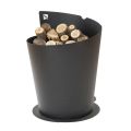 Round Wood Holder for Indoor in Black Steel Italian Modern Design - Favonio