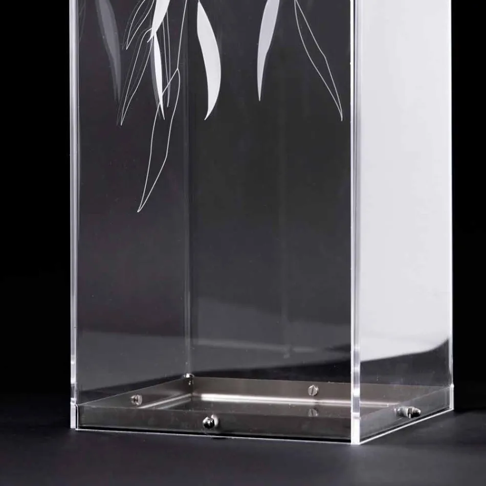 Design Umbrella Stand in Transparent Plexiglass with Engraved Leaves - Kanno Viadurini