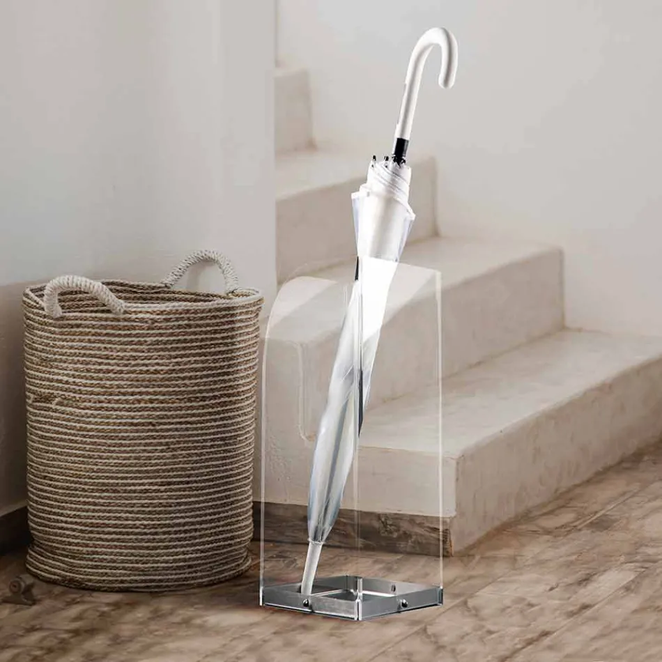 Umbrella Stand of Original and Modern Design in Transparent Plexiglass - Pallium Viadurini