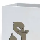 Umbrella Stand in White Wood Modern Design with Floral Decorations - Caracalla Viadurini