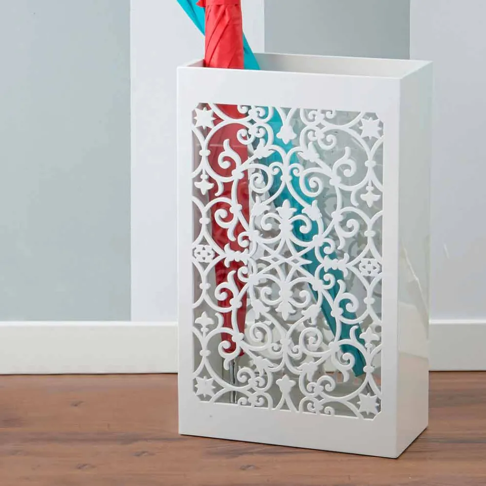 Modern Design Wooden Umbrella Stand with Arabic Decorations in Colored Wood - Dubai Viadurini