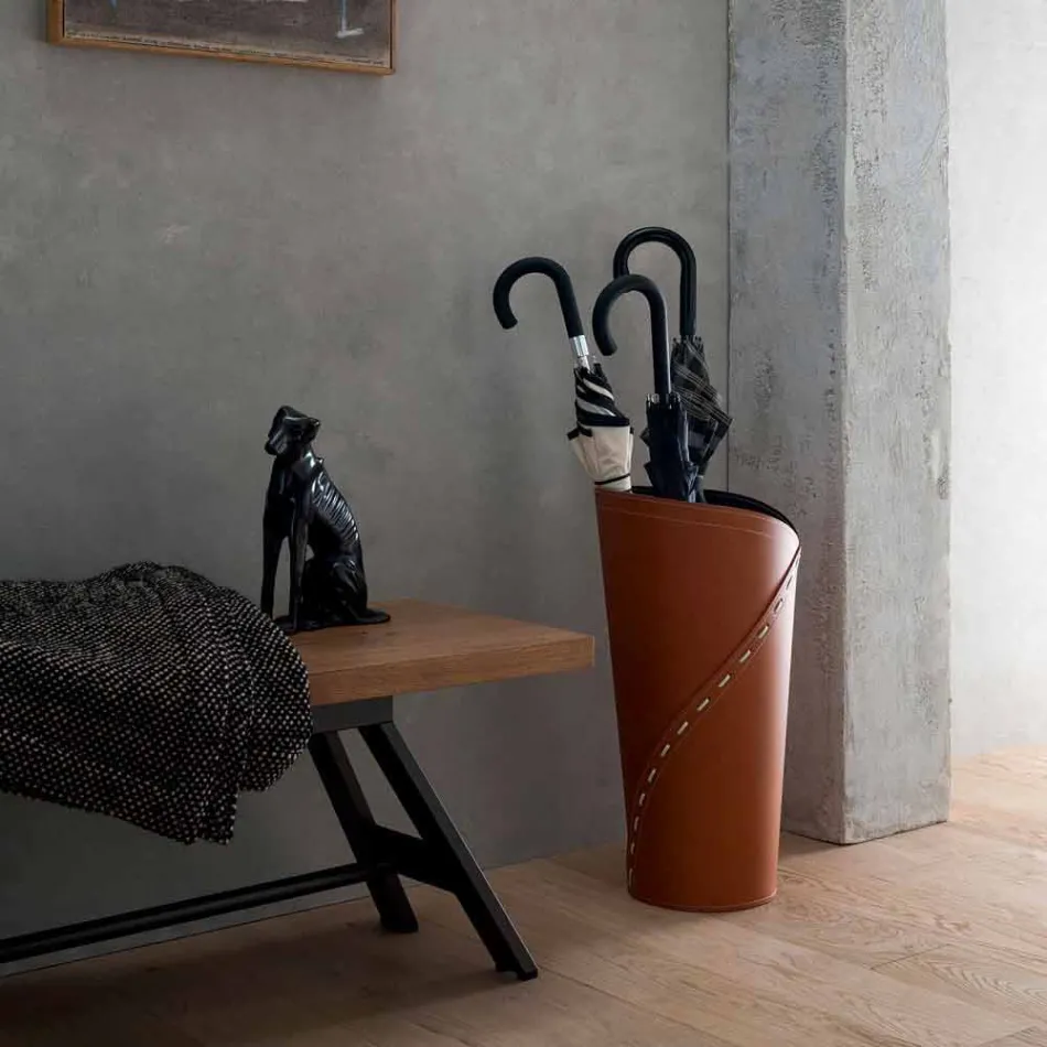 Modern umbrella stand in regenerated Katrina leather, made in Italy Viadurini