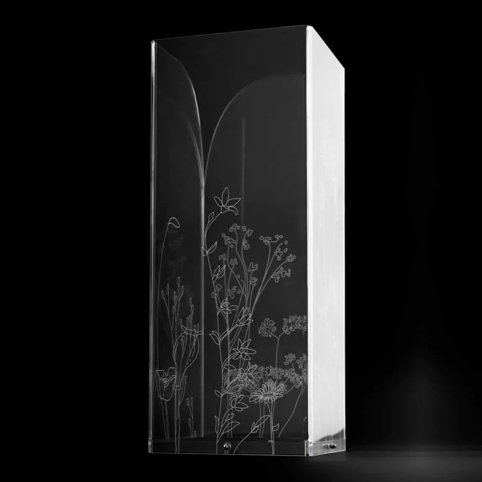 Modern Umbrella Stand in Black or Transparent Plexiglass with Engraving - Florinto Viadurini