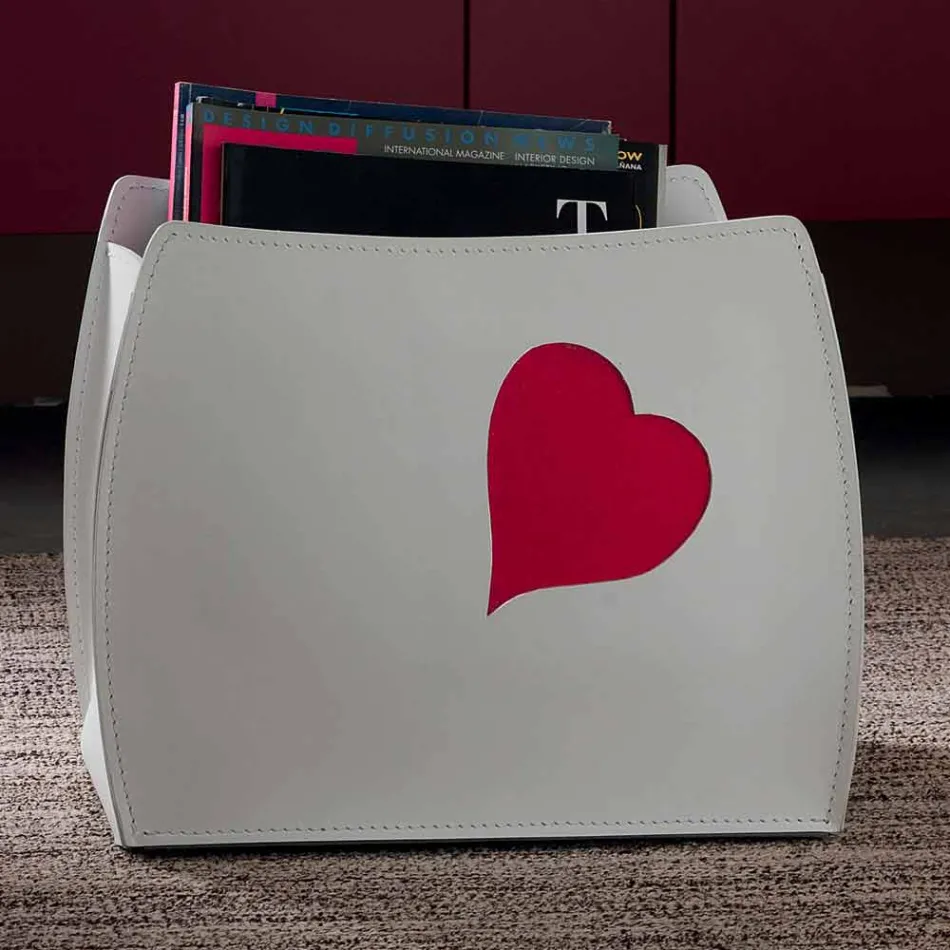 Design magazine rack in leather with a modern Beatrice design Viadurini