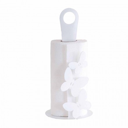 Modern Kitchen Roll Holder in White, Beige or Ivory Iron Made in Italy - Leiden Viadurini