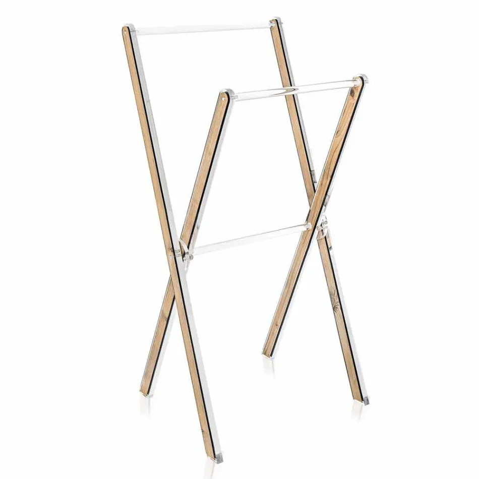 Design Floor Towel Rack in Transparent Plexiglass or with Wood - Stendio Viadurini