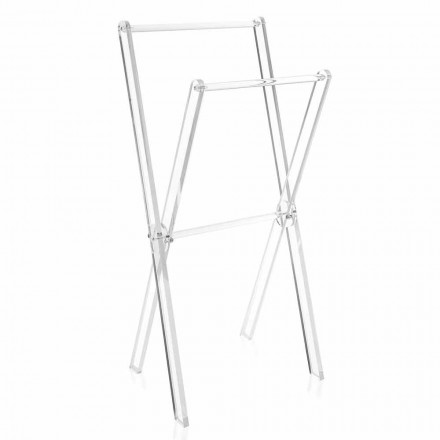 Design Floor Towel Rack in Transparent Plexiglass or with Wood - Stendio Viadurini