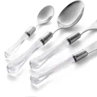 Polished Stainless Steel Cutlery and Transparent Acrylic Handle 24 Pcs - Brilli Viadurini