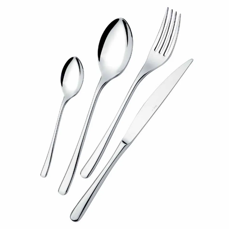 Modern Luxury Design Polished Stainless Steel Table Cutlery 24 Pieces - Bijou Viadurini