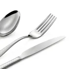 Polished Stainless Steel Cutlery with Geometric Laser Decoration 24 Pcs - Rupeo Viadurini