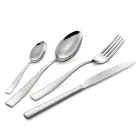 Polished Stainless Steel Cutlery with Geometric Laser Decoration 24 Pcs - Rupeo Viadurini