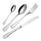 Polished Stainless Steel Cutlery Rounded Handle Decorated 24 Pcs - Mekano Viadurini